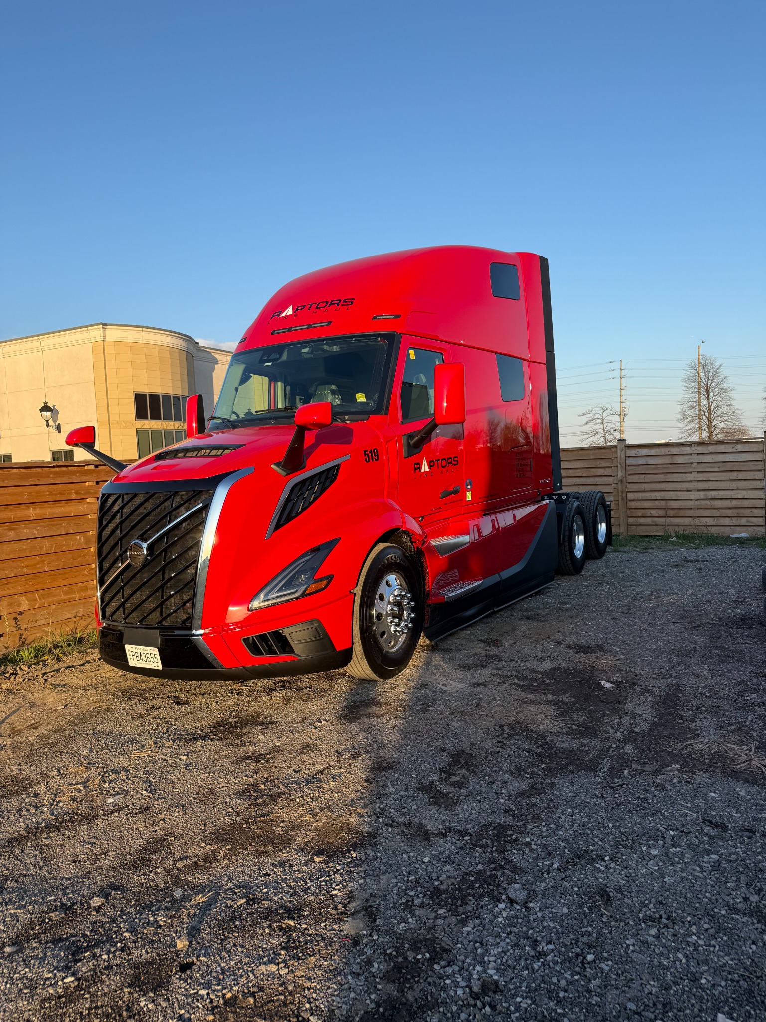 Raptors red Volvo truck